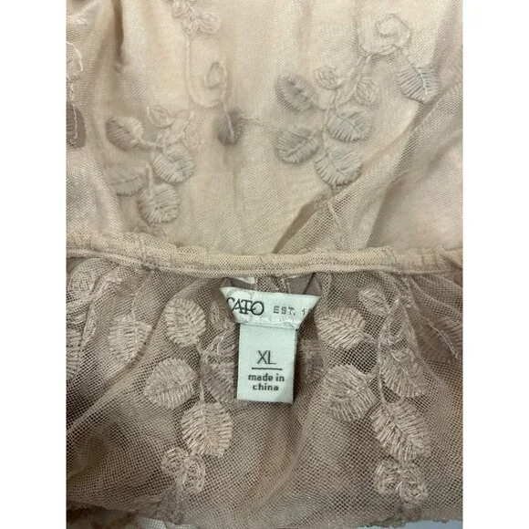 Cato XL Women's Pink Floral Lace Off-Shoulder Blouse - Picture 5 of 10